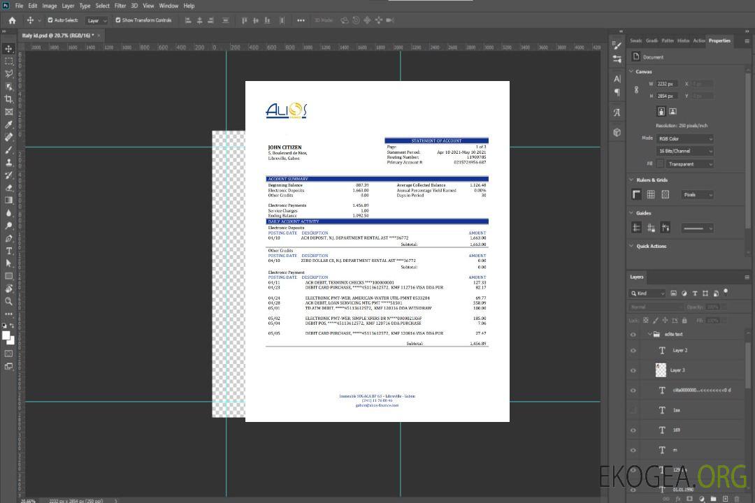 Relevé bancaire Gabon Alios Finance template Relevé bancaire Gabon Alios Finance template